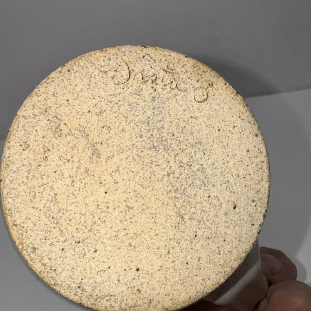 Studio Pottery Handmade Pitcher Signed  Blue White Cottagecore Farmhouse Organic - Picture 6 of 6